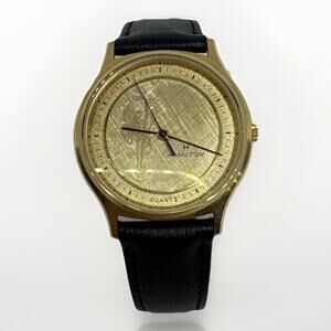 Mens Hamilton Masterpiece 9812 Watch Gold Tone Quartz Wristwatch Excellent W/Box